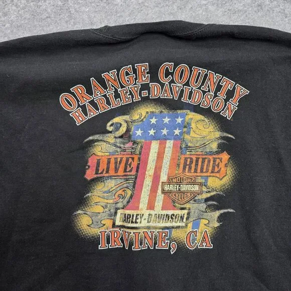 Harley-Davidson Sleeve Hit Sweatshirt‎ Mens Medium Black Crewneck Graphic - Picture 12 of 12